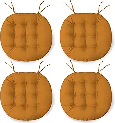 Kit 4 Almofadas Assento Cadeira Futton Futon 40x40cm Redondo Cores Diversas (Mostarda)