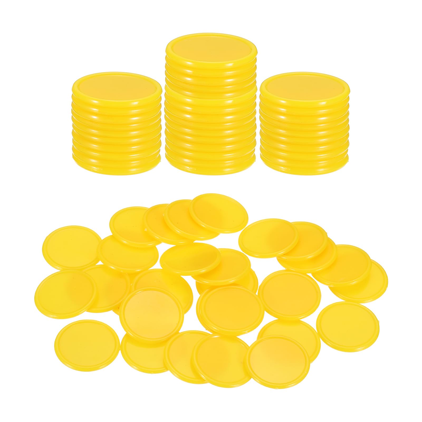 sourcing map 50Pcs 25mm Plastic Poker Chips, Mini Bingo Chips Learning Counters Counting Counters Disks Markers Opaque Game Tokens for Game Play Math Counting, Yellow