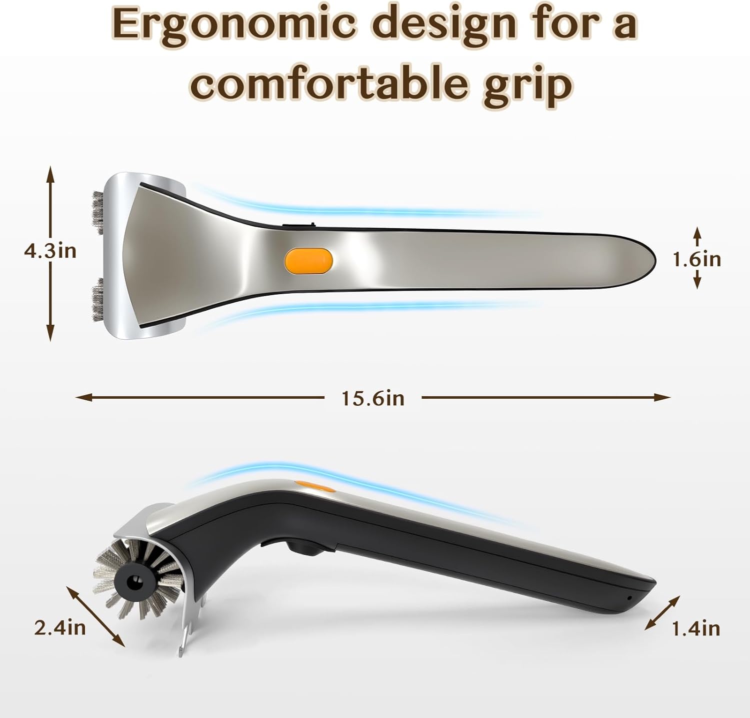 GKZ Electric Grill Brushes Cleaner, Motorized Rotating Giddy up Grill Cleaner with Water Tank, Ergonomic Handle & Bright Switch for BBQ Grill, Oven Racks, Outdoor/Indoor Grids