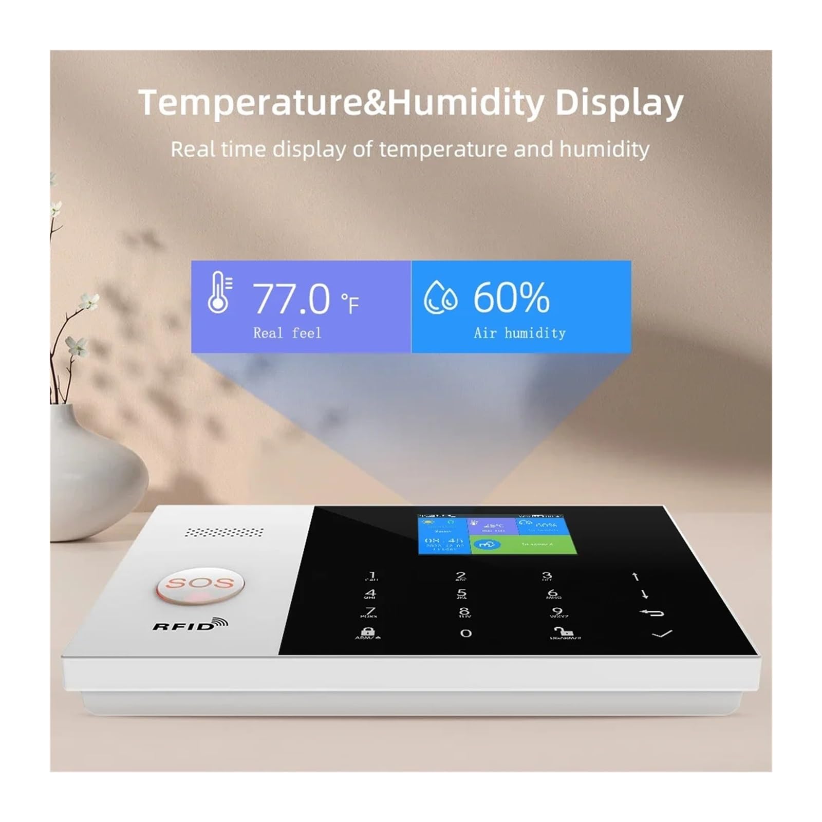 GeRRit Nuovo GSM di Allarme di Sicurezza Domestica for Tuya Smart Home, Casa Intelligente WiFi Antifurto Allarme Funziona con e Alarma De Seguridad Para El Hogar(J)