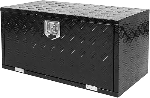 Miniatura 16 de Caja de herramientas de 48x24x24 pulgadas, caja de almacenamiento negra de aluminio para cama de camioneta pickup con cerradura y llaves, exterior,