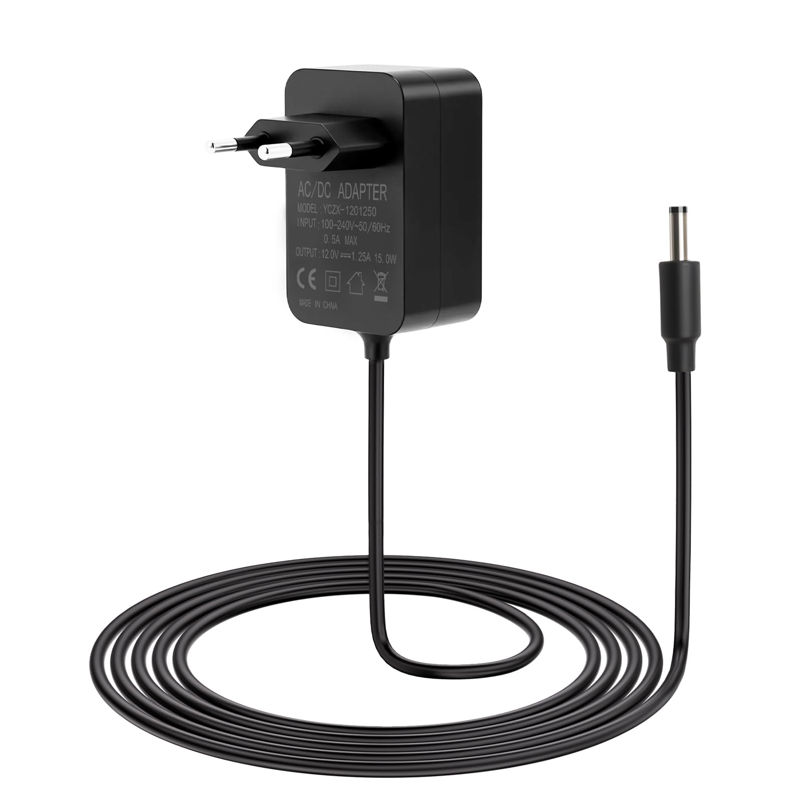 Adaptador de Corriente 15W para Echo Dot (3rd/4th/5th Gen), Echo Dot con Reloj (3rd/4th Gen), Echo Show 5 (1st/2nd Gen), Echo Spot y Fire TV Cube, Cargador Compatible con Dispositivos Amazon, Negro