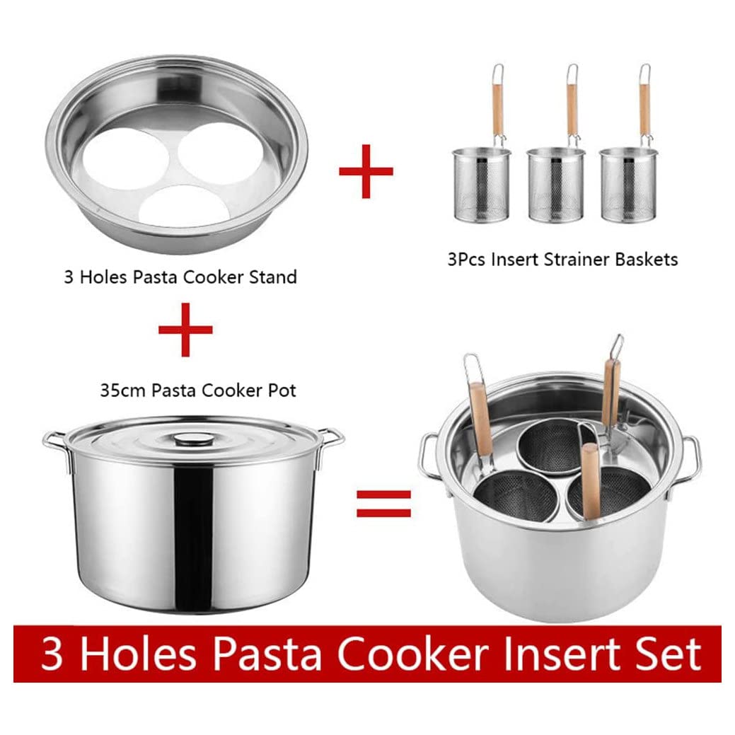 Agujeros Olla De Cocina De Pasta De Acero Inoxidable con Cesta De Inserción De Colador, Juego De Cocina De Bola De Masa De Verduras Y Fideos De Pasta para Cocina Casera Restaurante