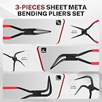BILITOOLS 3-Piece Outils en tôle de couture à la main, ensemble de pinces à cintrer en tôle, 45° & 90° Acier au carbone durci par l'outil Bender 60 Mâchoires en mm, poignée antidérapante, pour plateau en zinc et acier