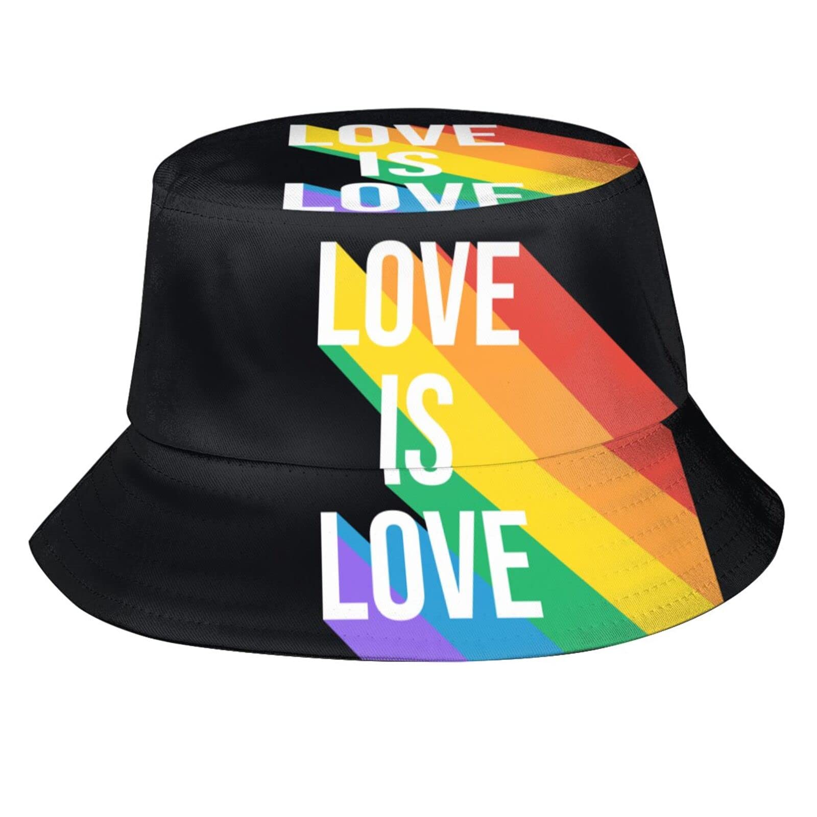 Love is Love Pride Bucket Hat Fishing Hats Summer Travel Beach Sun Uv Protection Packable Fisherman Cap for Men Women Teens