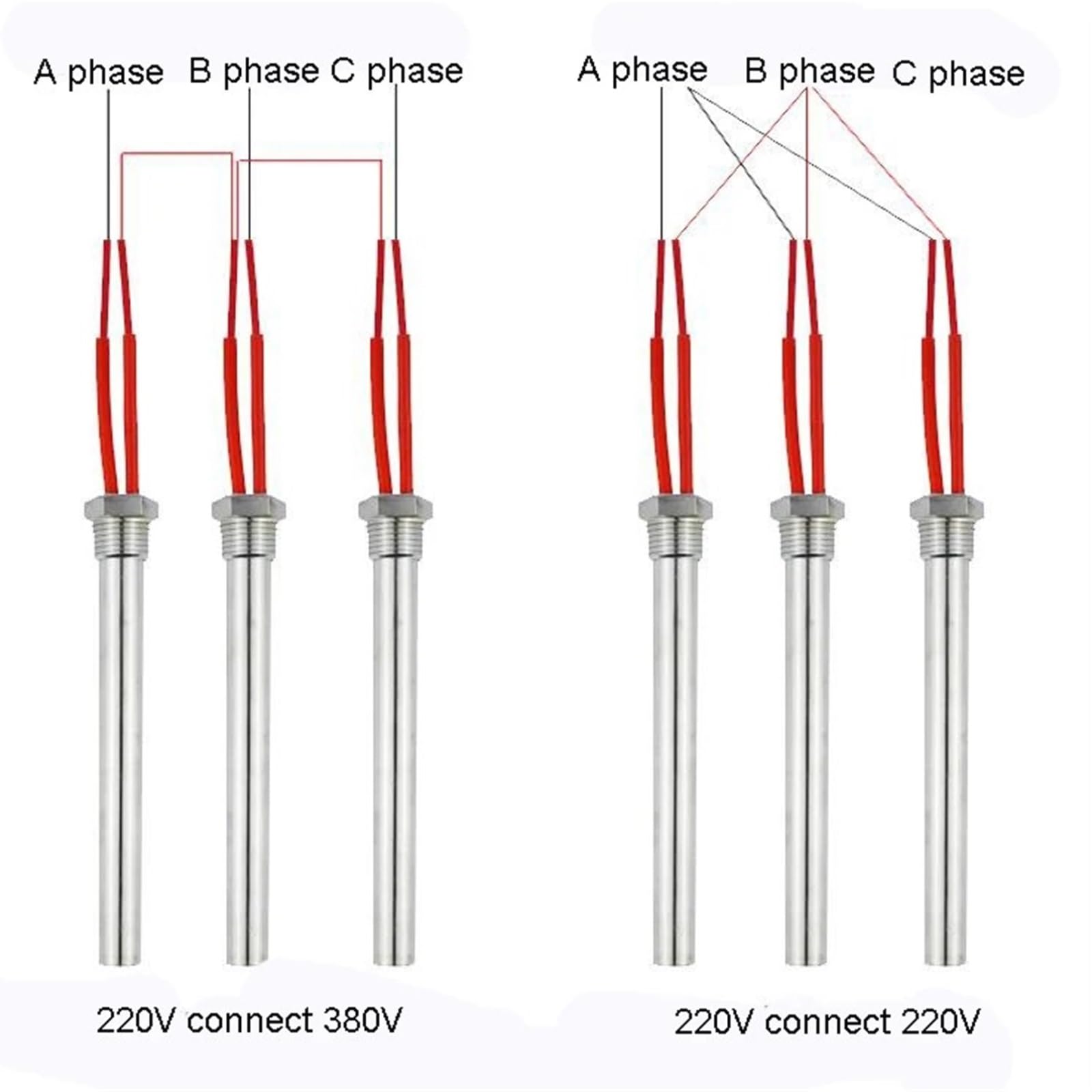 1 szt. 1/5.1 cm NPT wkład gwintowany element grzejny 21 mm wkłady podgrzewacz wody odporność na gorące pręty 220 V 300 W 500 W 1 kW 2 kW (220 V_2000 W 300 MML)