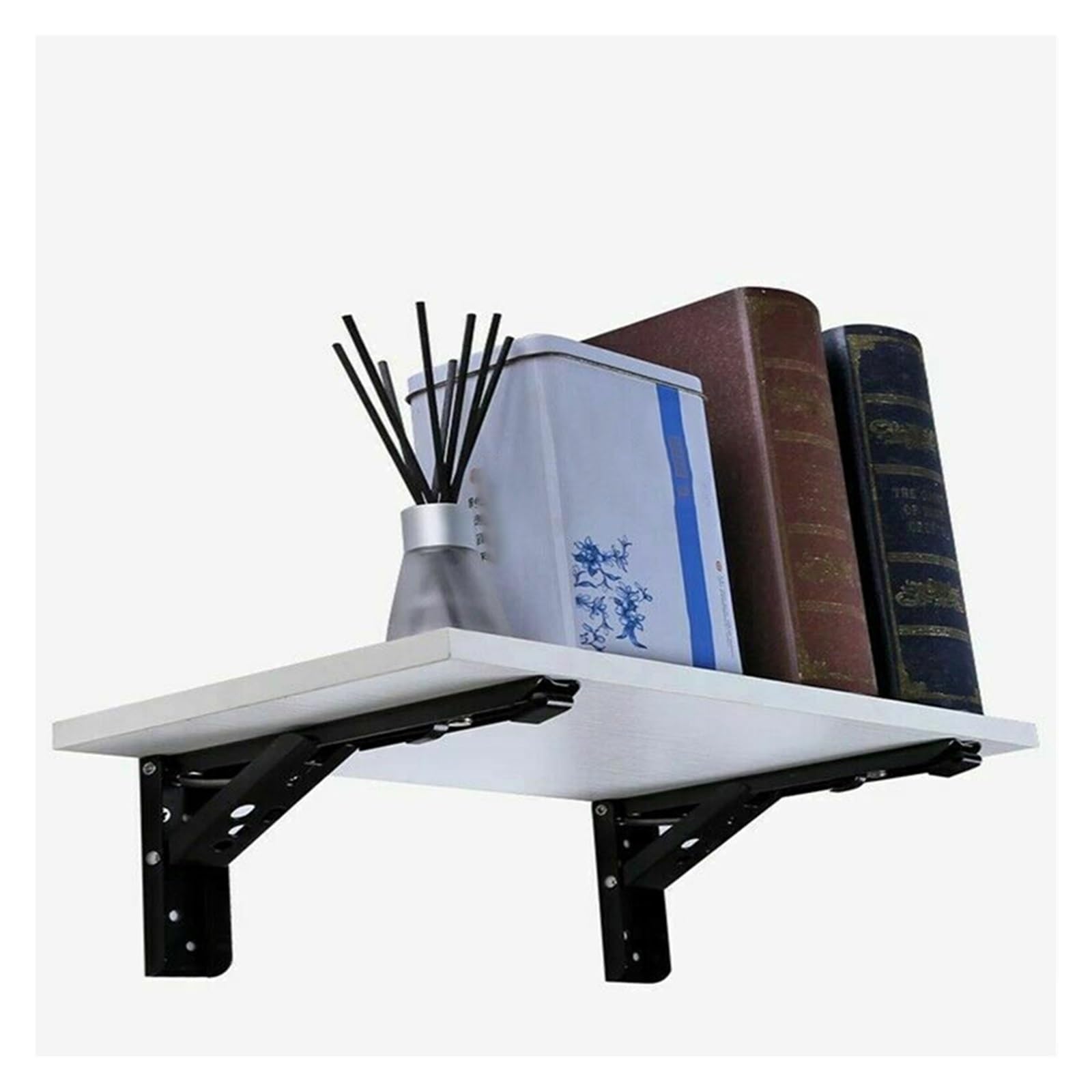 staffa pieghevole per mensola, Staffa da tavolo regolabile con supporto pesante 2 pezzi(White 14in)
