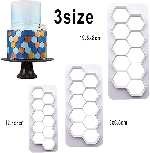 Miniatura 3 de Markeny Molde de estampado de fondant para tartas hexagonales de peonía y hojas tropicales, moldes de galletas para fondant de azúcar, molde para