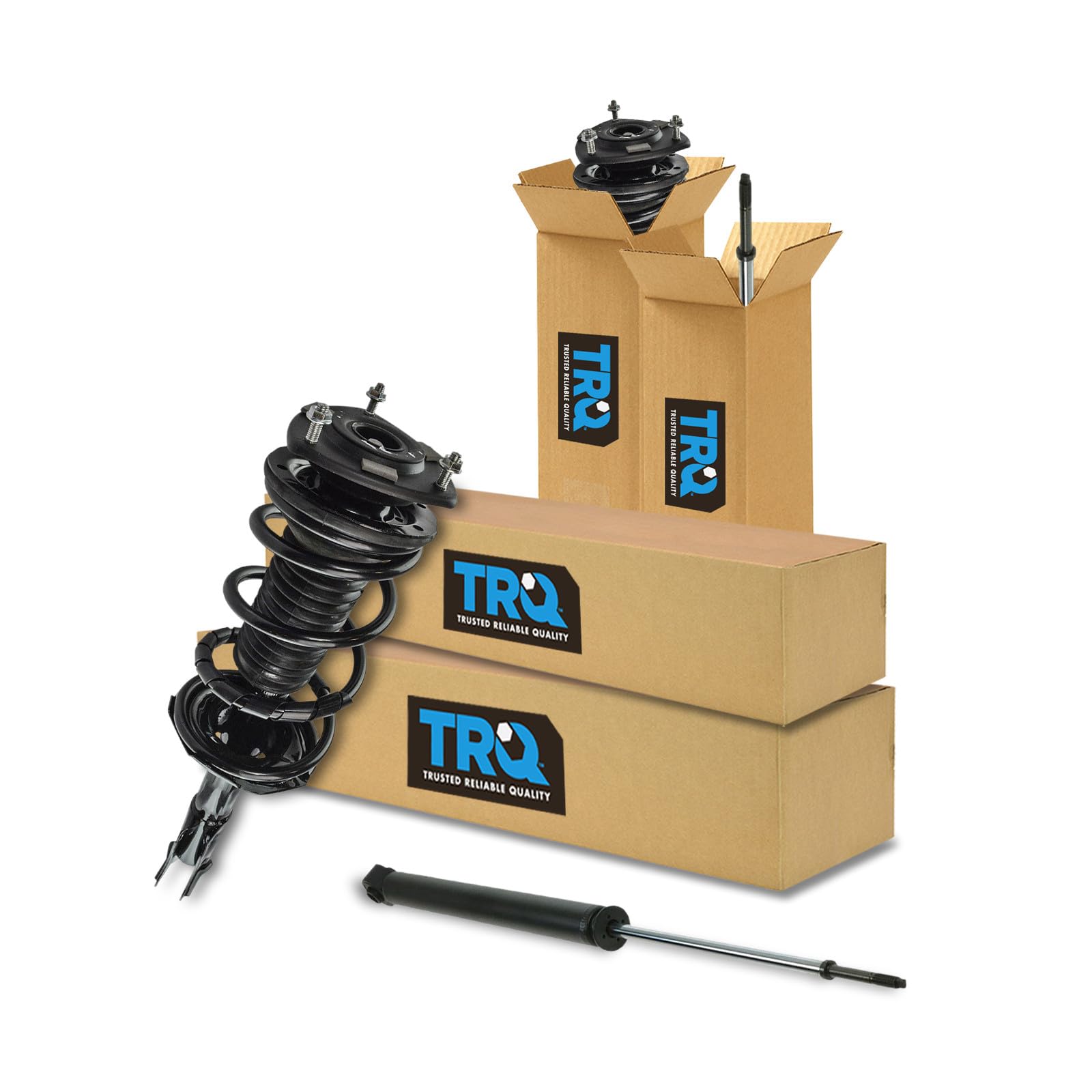 TRQ Front and Rear Complete Strut Assembly &amp; Shock Absorber Kit Complete Strut &amp; Coil Spring Assembly Compatible with 2004-2006 Scion xA xB