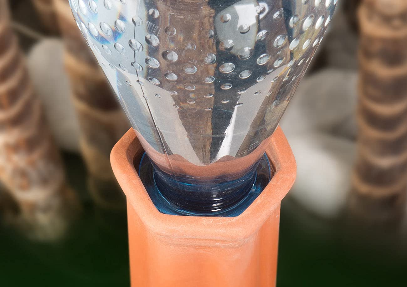 Royal Gardineer Bewässerung Topf: 12er-Set XL-Bewässerungs-Tonkegel für Glas- & PET-Flaschen bis 1 Liter (Bewässerungskegel Ton für Flaschen, Bewässerungssystem Ton, Wein)