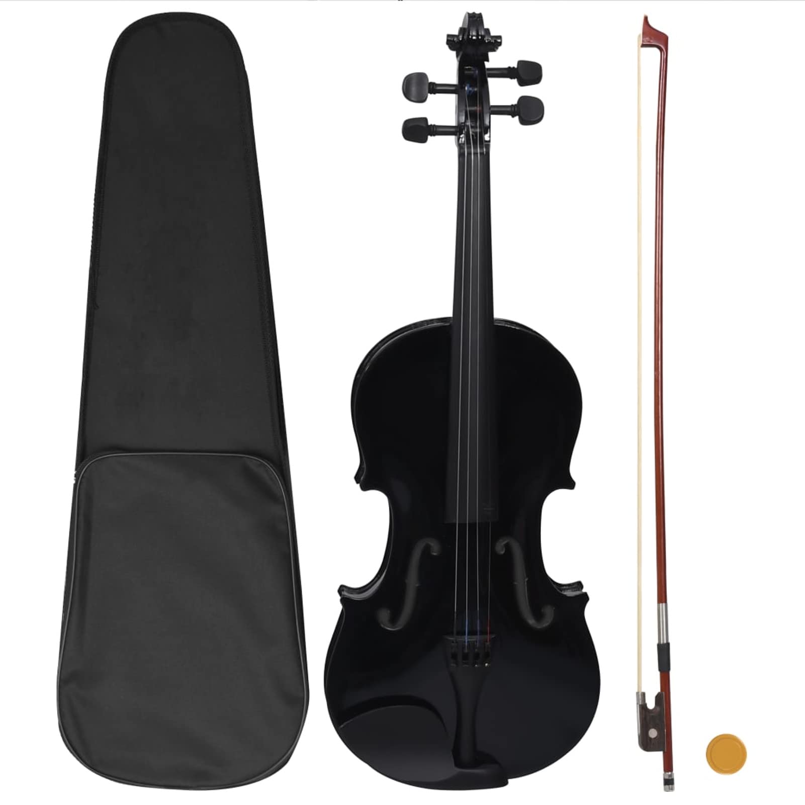 Brokky Violino Acustico Set 4/4 Nero con Arco e Mentoniera, per Principianti Adulti Studenti