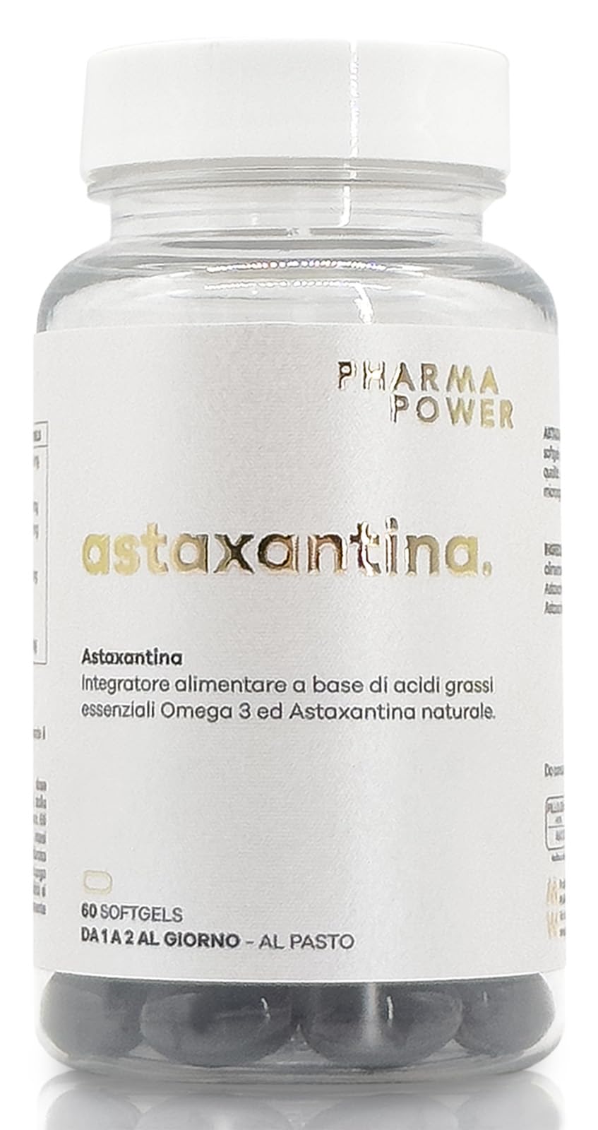 PharmaPower Astaxantina - Integratore Nutricosmetico Antiossidante di Astaxantina da 8 mg per Dose, Arricchito Con Omega 3, Alto Assorbimento e Biodisponibilità, Senza Glutine e Lattosio, 60 Softgels
