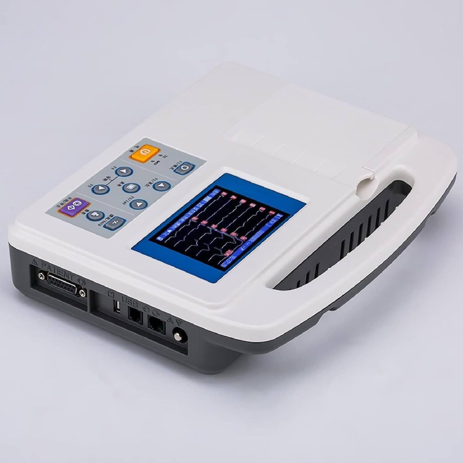 Macchina ECG Portatile a 12 Derivazioni, Registrazione ECG E Frequenza Cardiaca in 12 Canali, Widescreen da 5 Pollici con Carta da Stampa, Acquisizione E Analisi dei Dati ECG in Tempo Reale