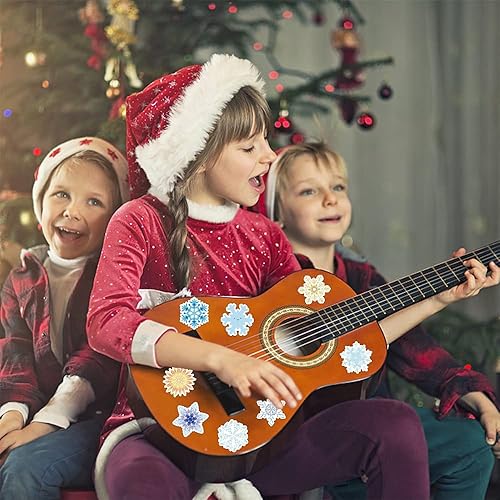 Miniatura 6 de Calcomanías de copo de nieve 100 unidades impermeables de vinilo Navidad invierno para botellas de agua laptop decoración de fiesta de Navidad