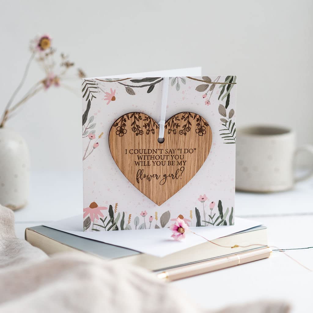 Will You Be My Bridesmaid/Maid of Honour/Flower Girl Card with Wooden Heart Plaque Decoration Keepsake - Image 2