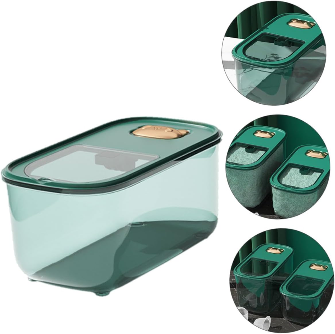 10lb Rice Storage Bucket, Multi-function Grains Storage Case with Thickened Airtight Seal, Moisture-proof Rice Container for Household Kitchen Use, Green Small Size