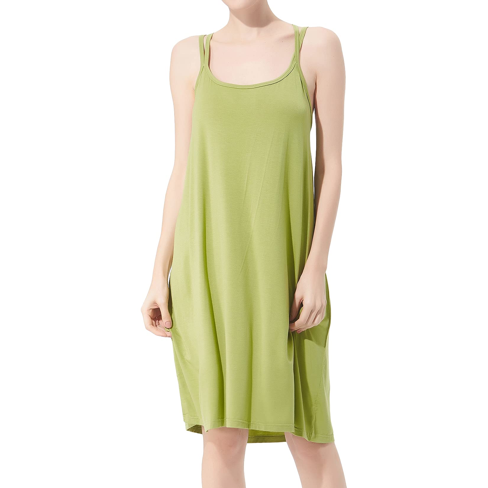 Lu's Chic Women's Cotton Nightgown Plus Size Cami Sleepwear Sleeveless Summer Loungewear