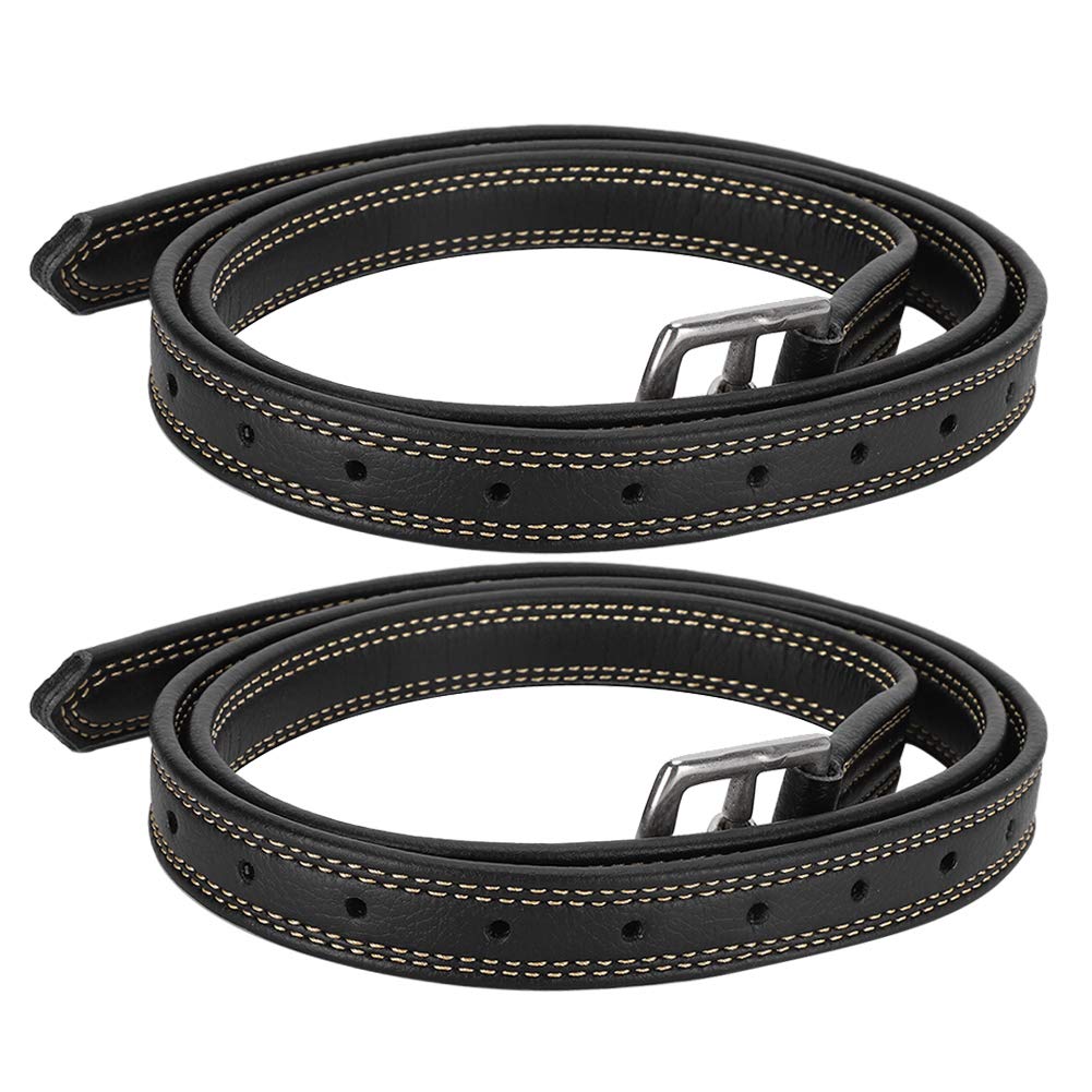 Zerodis Cinturón de Estribo, cinturón de Estribo de Silla de Montar de Cuero Suave británico Estribo Ajustable Correas de cojear con Hebilla de Acero Inoxidable(Negro)
