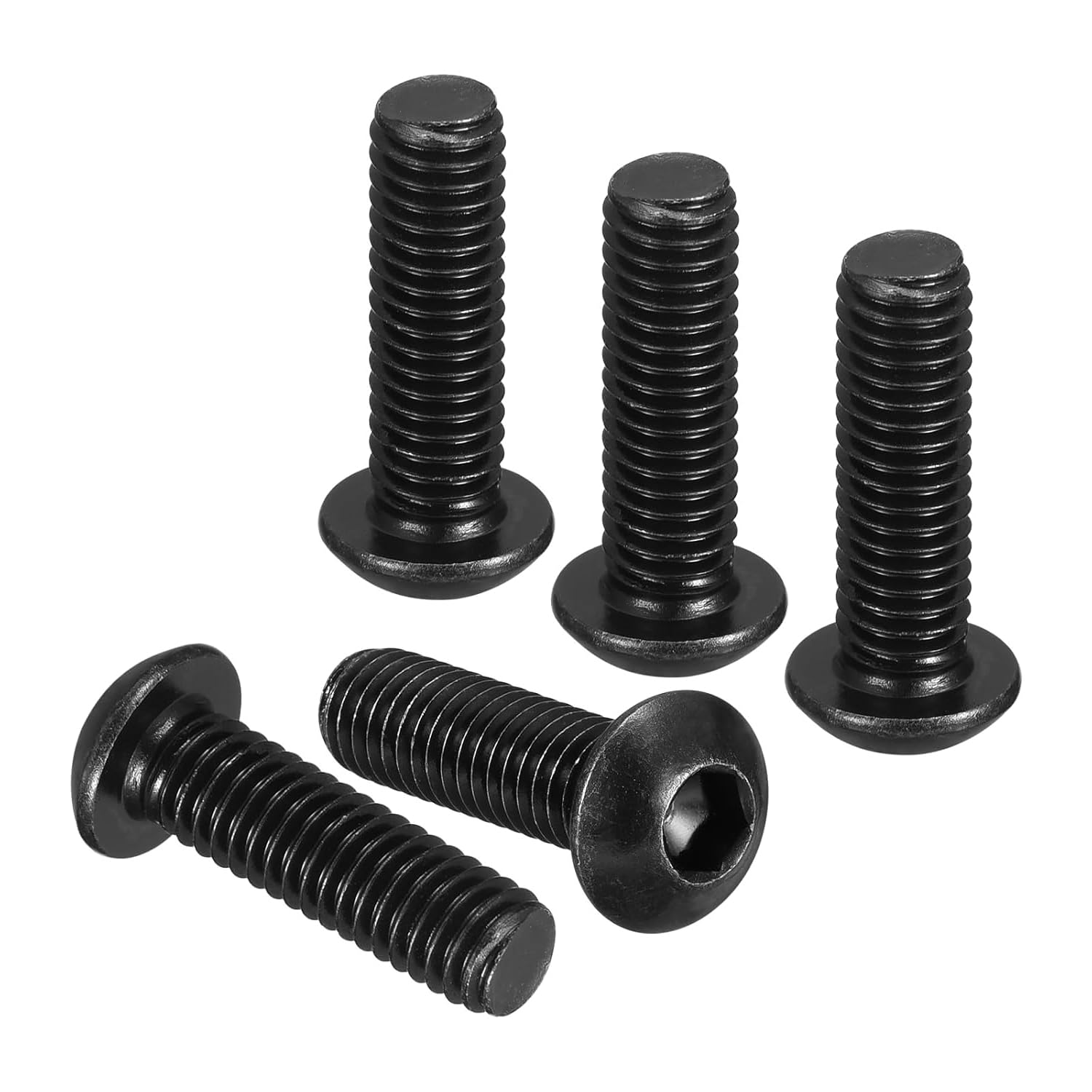M6-1x20mm Button Head Socket Cap Screws - Good for Road Bicycle, Mountain Bike, Auto, Motorcycle - Carbon Steel Black Oxide - Hex Drive Fasteners 30pcs