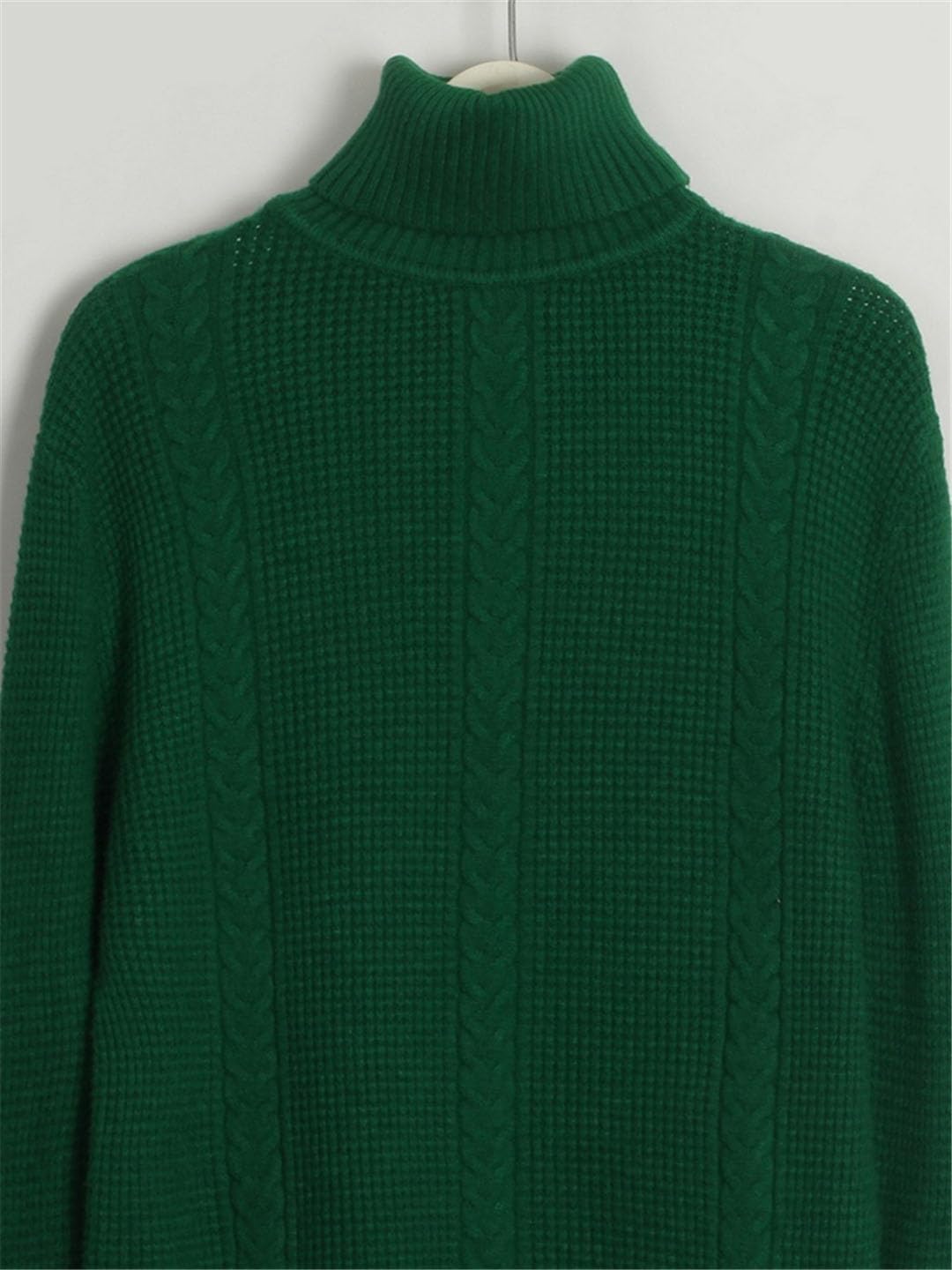 Maglione da donna a collo alto, a maniche lunghe, sottile, intrecciato, per autunno e inverno, casual, lavorato a maglia