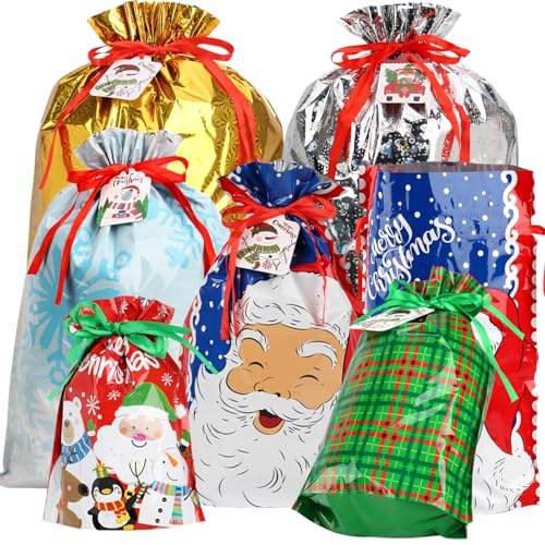 Sacs cadeaux de Noël à cordon HOIIOH pour emballer les jouets difficiles