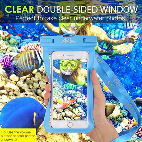 Moko Waterproof Phone Pouch Holder [2 Pack], Underwater Phone Case Dry Bag With Lanyard Compatible With Iphone 14 13 12 11 Pro Max X/Xr/Xs Max/Se 3,Samsung S21/S10/S9/S8 Plus, Blue+Green #TOP4