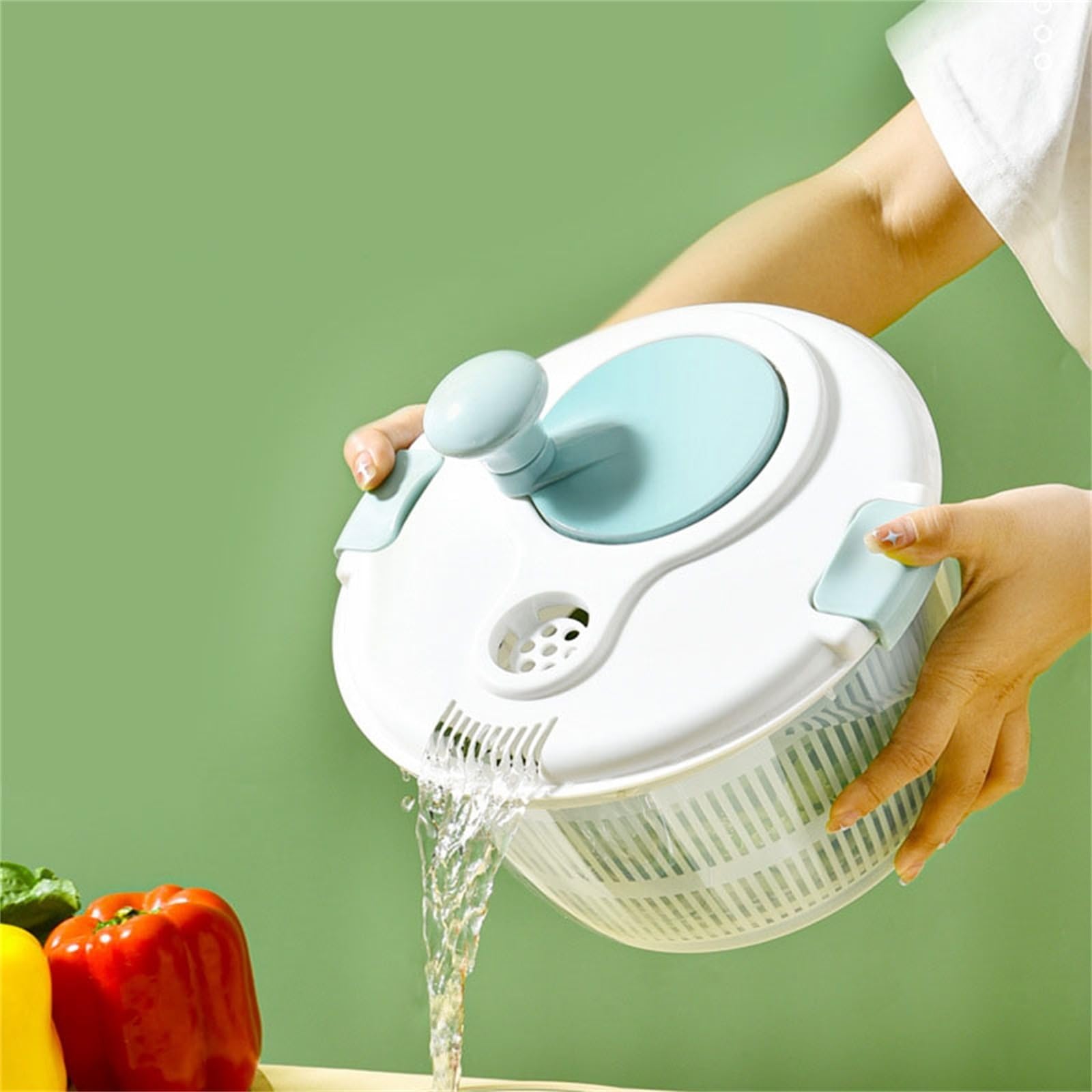 Gemüseschleuder, Salatschleuder, Obst- und Gemüse-Entwässerer, Quetscher, Küche, Geschirrspülen, Entwässerungskorb, manueller Gemüse-Dehydrator, Gemüse-Abtropfgerät
