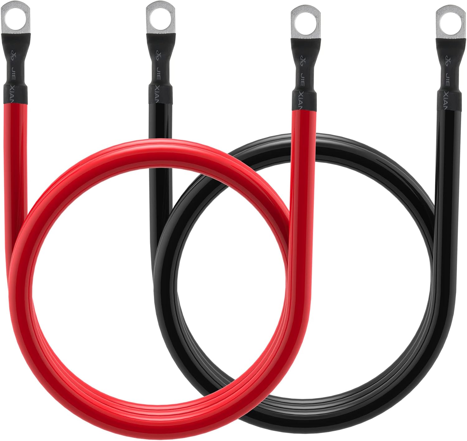 4 AWG Battery Cable 4AWG Gauge Pure Copper Battery Inverter Cables with 3/8 in Lugs Both Ends Power Inverter Wire Set for Automotive Solar Marine Boat RV Car Motorcycle Red and Black (4FT)
