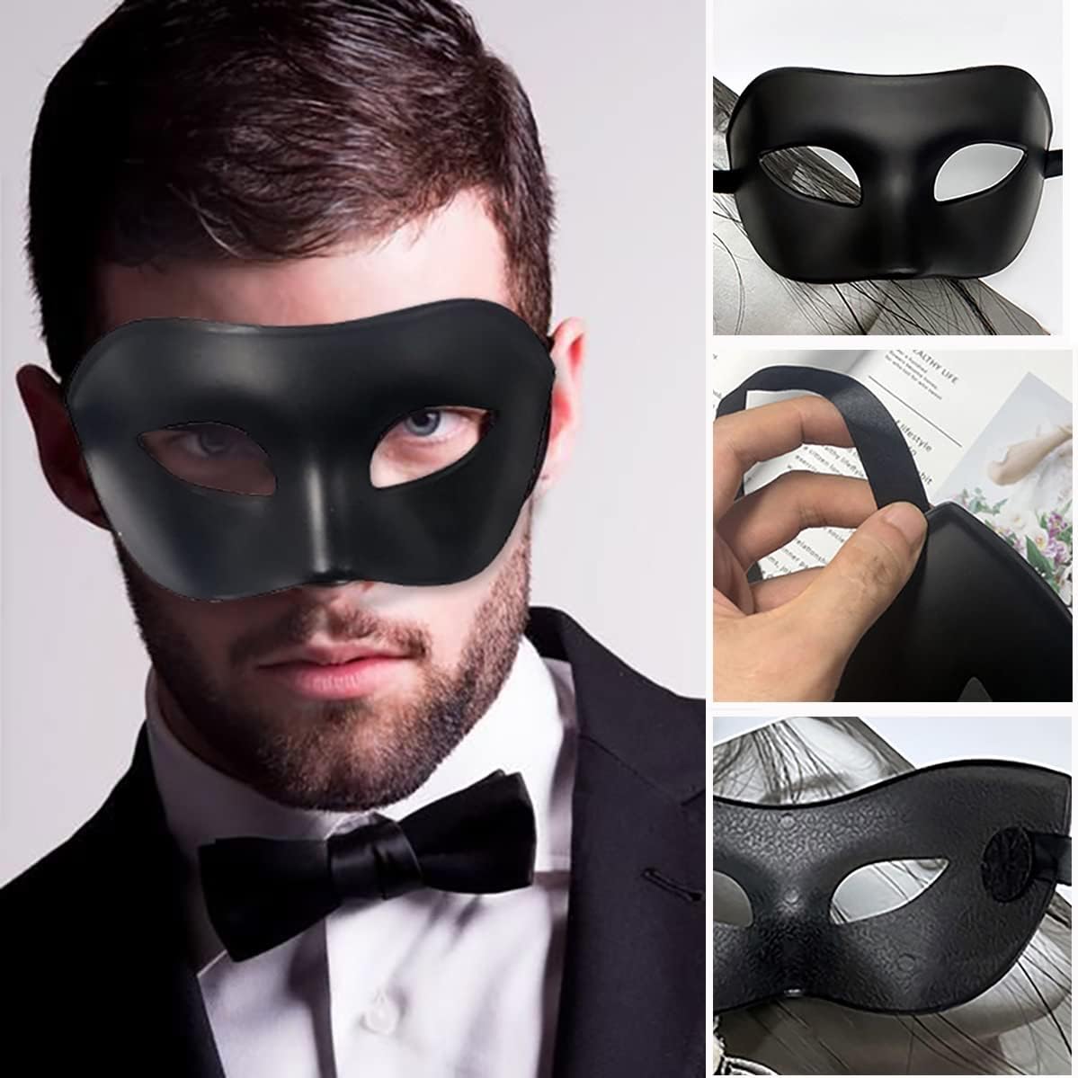 Black Masquerade Masks for Men, Ventian Masquerade Mardi Gras Masks Bulk For Party Phantom Opera Halloween Party