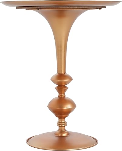 Miniatura 5 de Merax Mesa auxiliar vintage dorada, mesa redonda de metal para sala de estar, mesa auxiliar redonda pequeña de 29.3 pulgadas de altura, mesita de