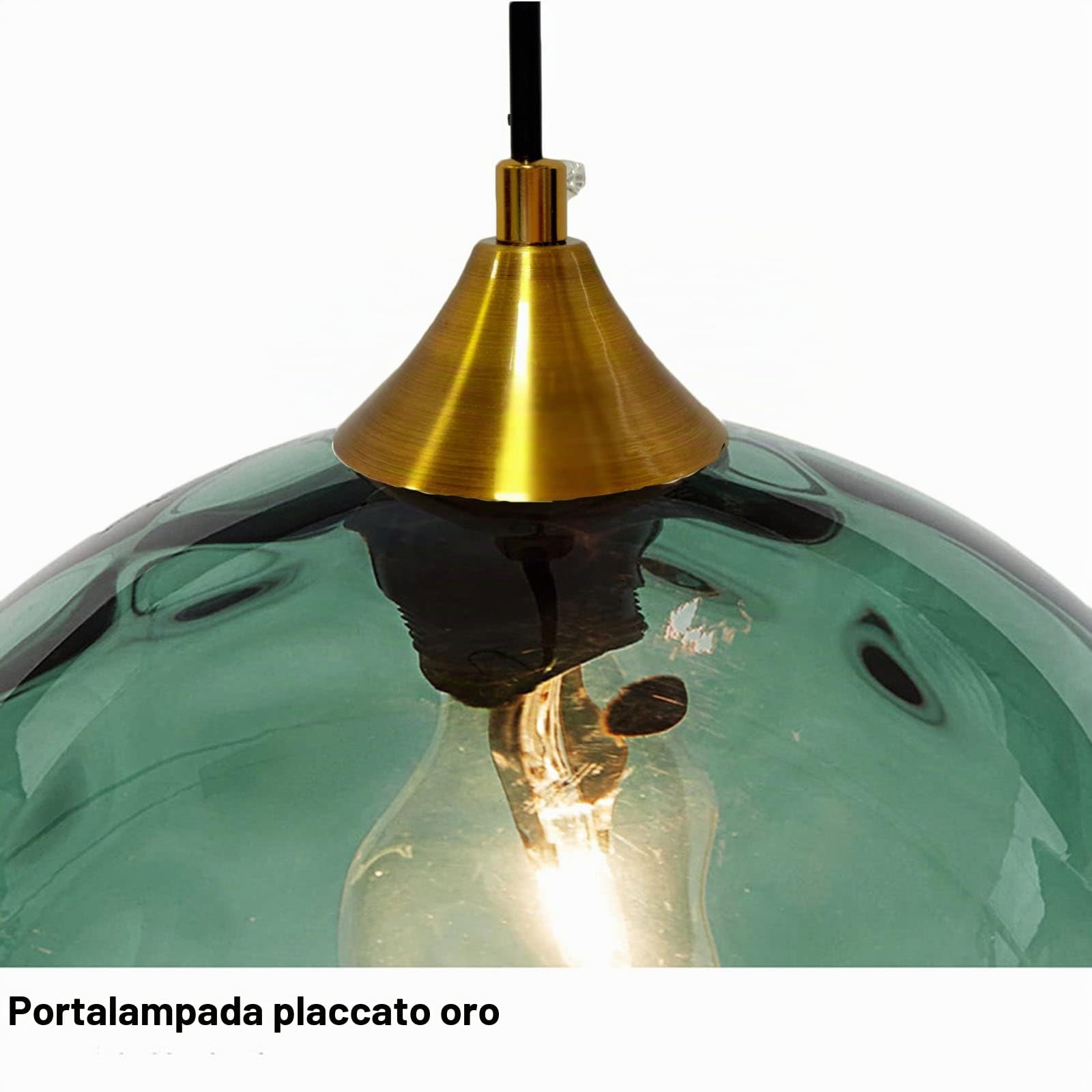 Lampadario a Sospensione a Sfera in Vetro Ondulato con Finitura Oro Lampada a Sospensione a Soffitto Industriale Vintage E27 Per Sala da pranzo Cucina - Azzurro