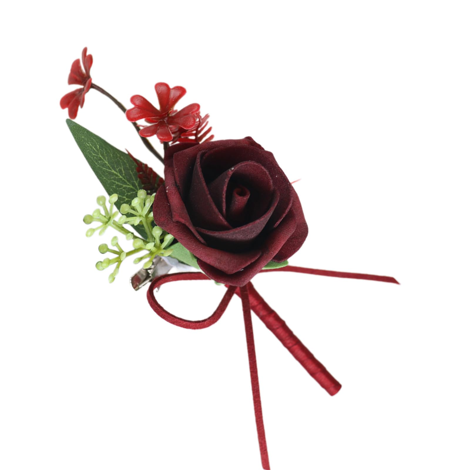 Buxuaaaa Dark Red Corsage Artificial Floral Boutonnieres For Bridesmaids And Groomsmen Wedding Prom Party Decorations Groom And Groomsmen Boutonnieres Set