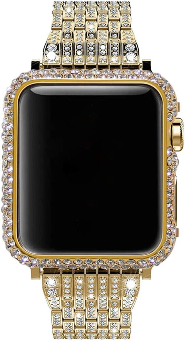 Bling Luxury Rhinestone Crystal Diamond Protective Cover Case Bezel Compatible Apple Watch Series 4 5 6 SE 40mm 44mm Series 3 2 1 38mm 42mm