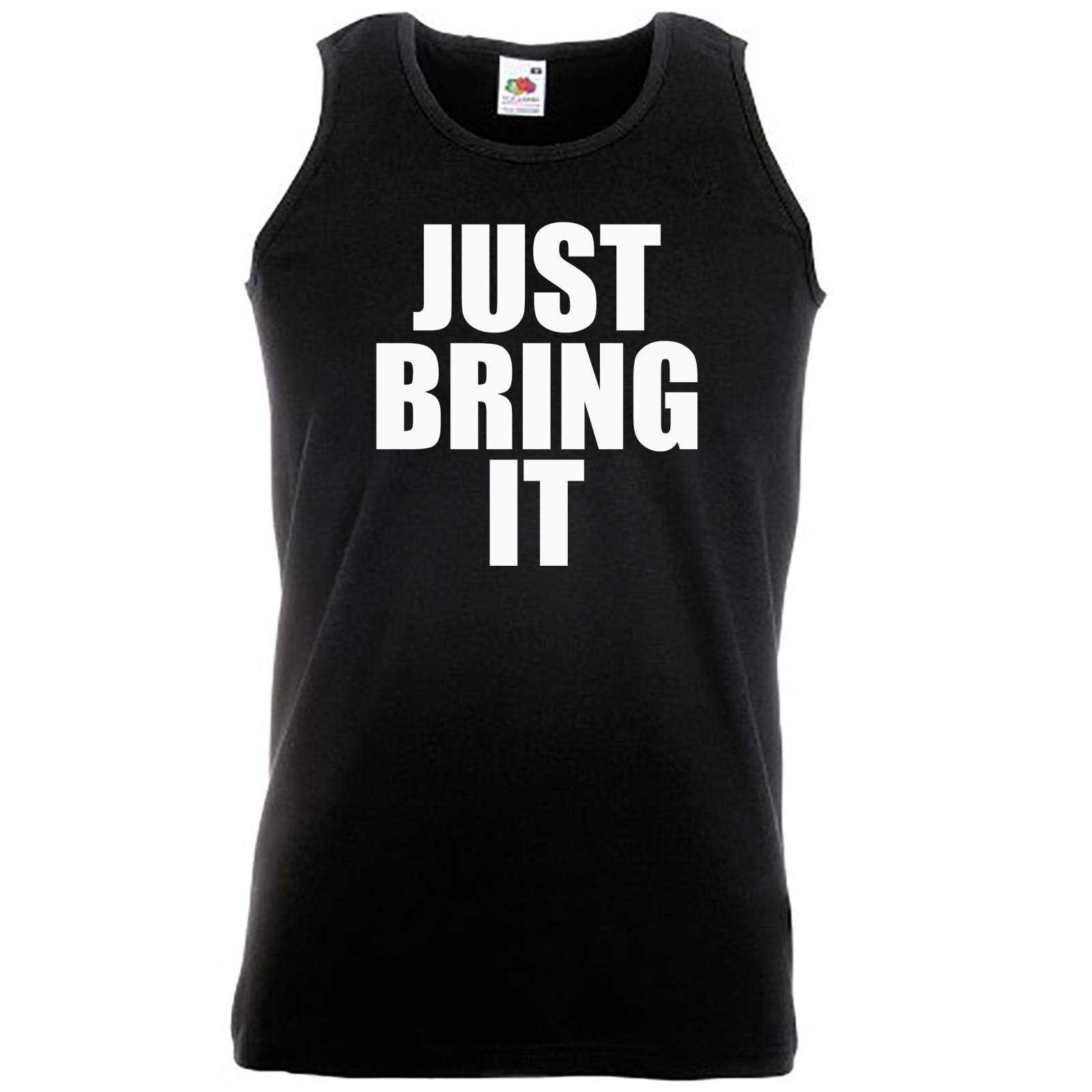 Go-Tshirts Unisex Black Just Bring It Gym Fitness Exercise Workout Sport Vest [M]