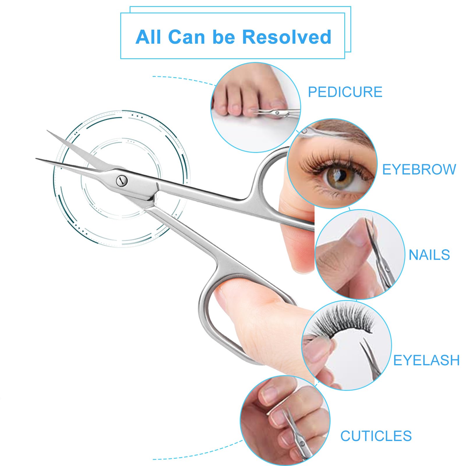 Forbici Professionali per Cuticole a Punta Sottile e Curva - Manicure in Acciaio Inossidabile - Forbicine per Unghie