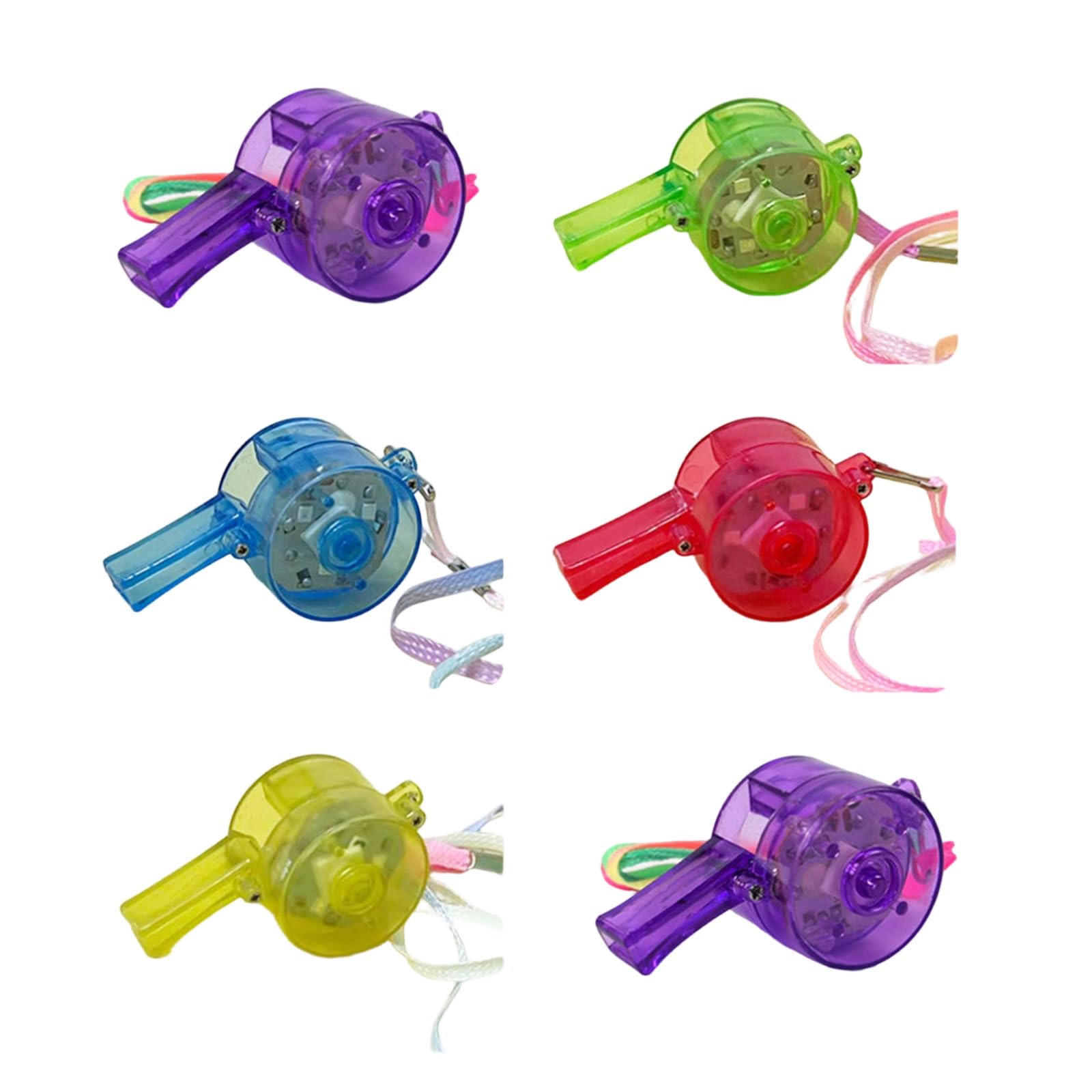 Limtula 6pcs Glowing Party Whistles Assorted Color Easy Blow Activation Noise Maker for Crowds Glow in Dark Whistles