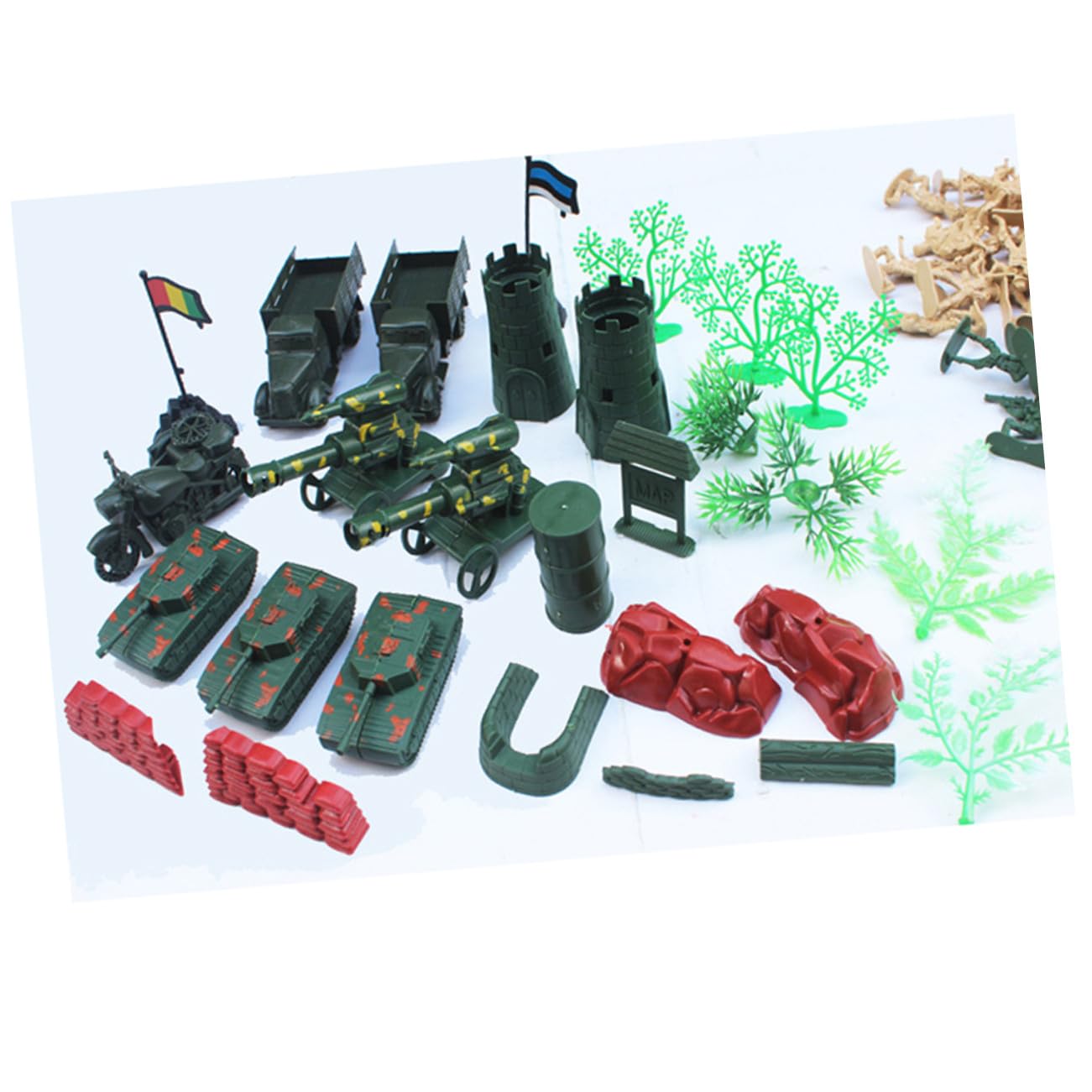 WOONEKY 88 Piezas Figuras Soldados de Plástico Juego de Soldados para Set de Unidades Decoración y Accesorios para Guerra