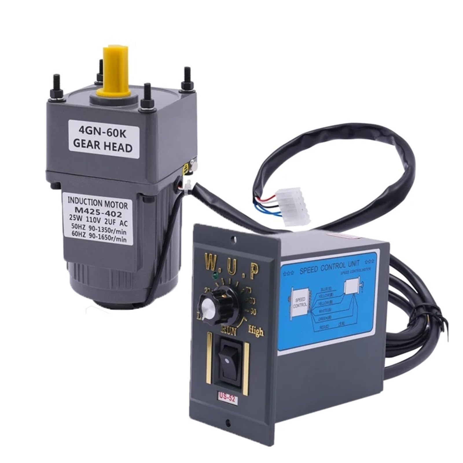 Motorreductor monofásico de 220 V/110 V y 25 W de CA con regulador de velocidad ajustable.(Screwthrough,220V 150K (0-8.3)