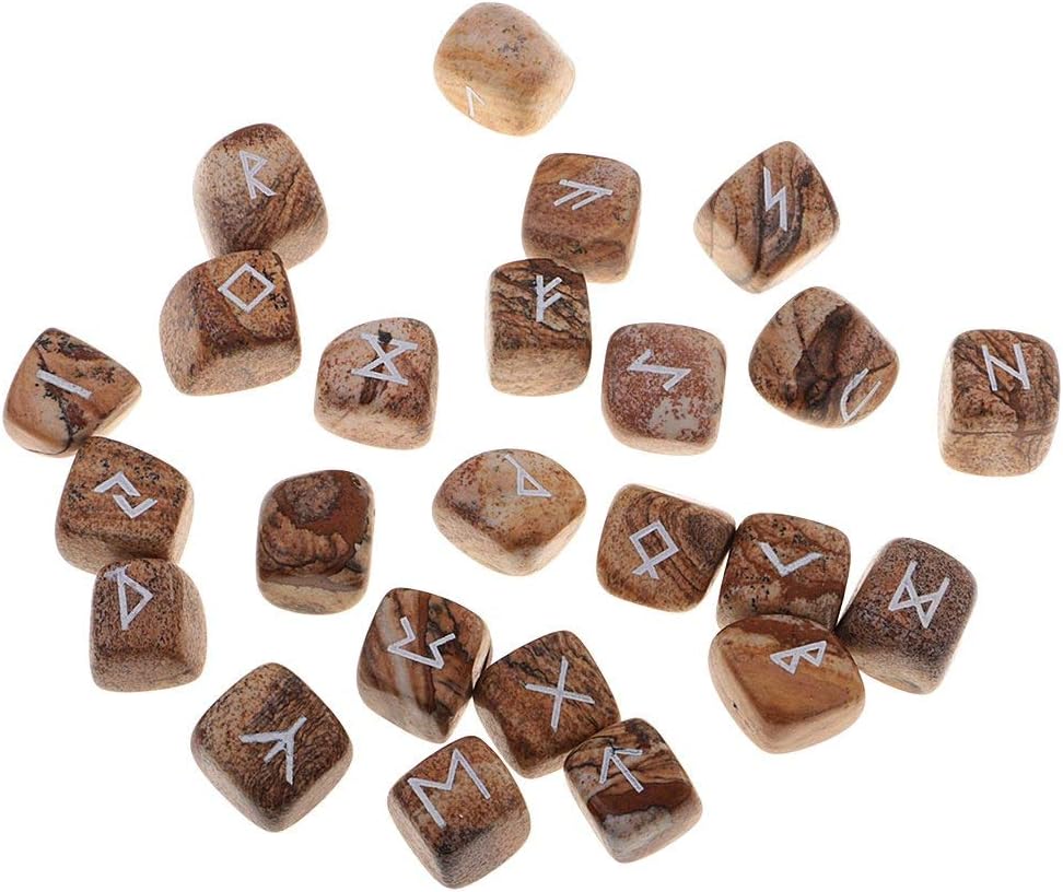 Fortune Telling/Set of 25 Runes Futhark Rock Crystal Oracle Rune Stones Set Esoteric Crystal Rune Stones # 1