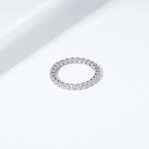 Miniatura 4 de Tienda Collection Platinum or Gold Plated Sterling Silver All-Around Band Ring set with Round Infinite Elements Zirconia