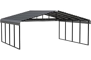 2 Car Carport 20x20 Heavy Duty: Arrow Double Metal Carport Kit
