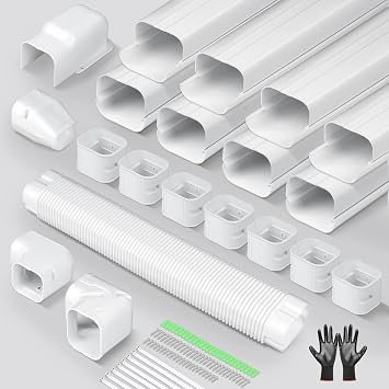 Mini Split Line Set Cover 3 Inch 13Ft DIY Decorative Outdoor PVC Tubing Cover Kit for Mini Split, Air Conditioner, Central AC and Heat Pumps