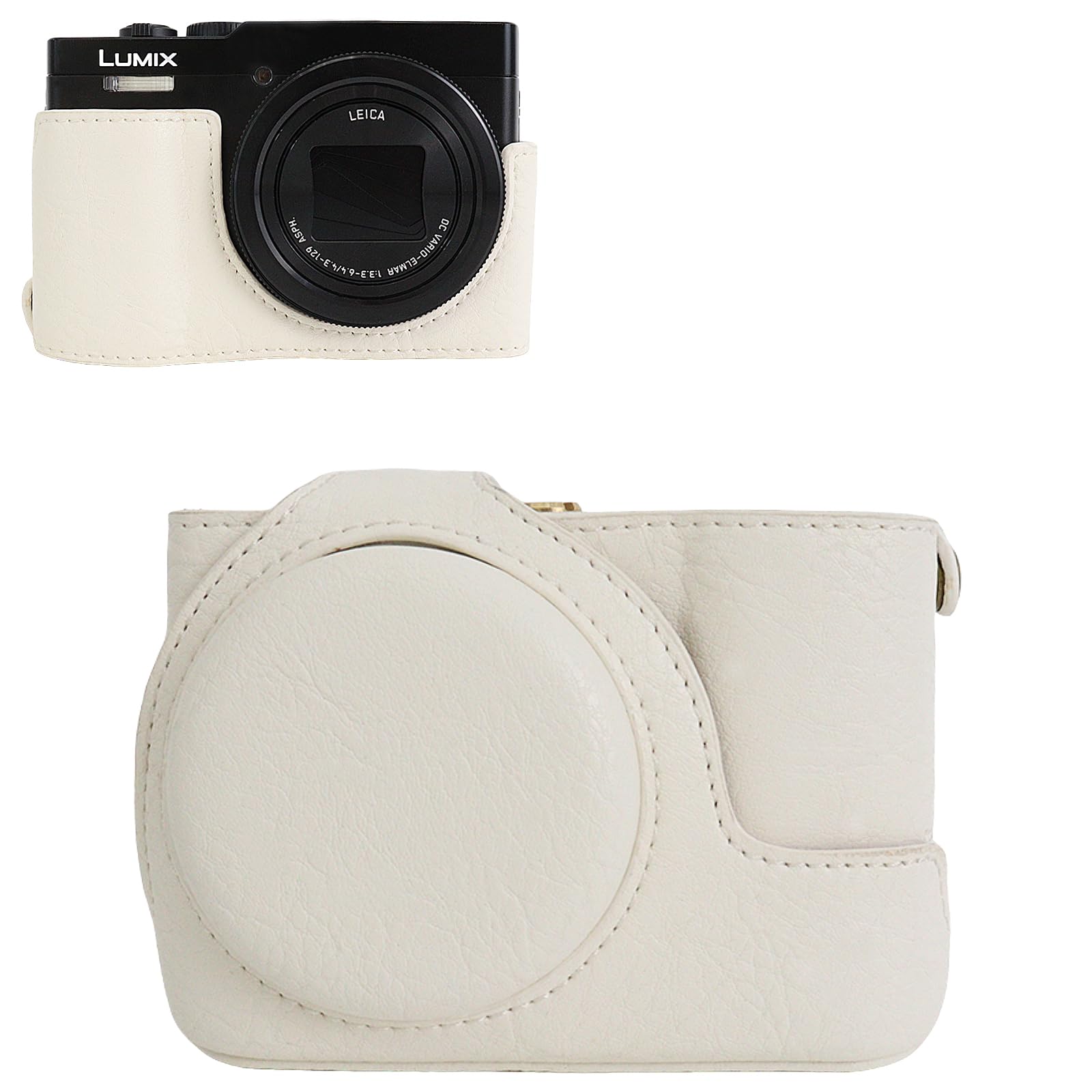 Rieibi TZ99 - Funda de Piel sintética para cámara Digital Panasonic Lumix DC-TZ99, Funda Protectora Desmontable con Correa de Hombro Ajustable