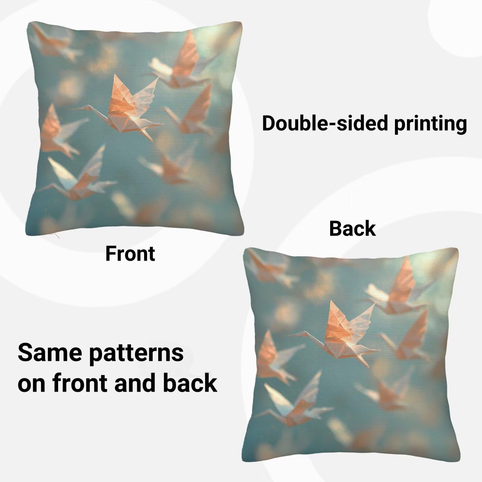 Housse Coussin 60x60cm, Lot de 4 Velours Housse de Coussin Plaine, Grues Papier Taie Oreiller Canape Doux avec Fermeture Eclair Caché, Carré Taie Oreiller Décoratifs Maison Canapé Salon Chambre J-56