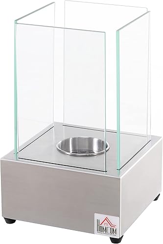 Miniatura 1 de HOMCOM Chimenea de etanol mesa de 775 pulgadas acero inoxidable de 010 galones 160 pies cuadrados se queman hasta 2 horas color plateado