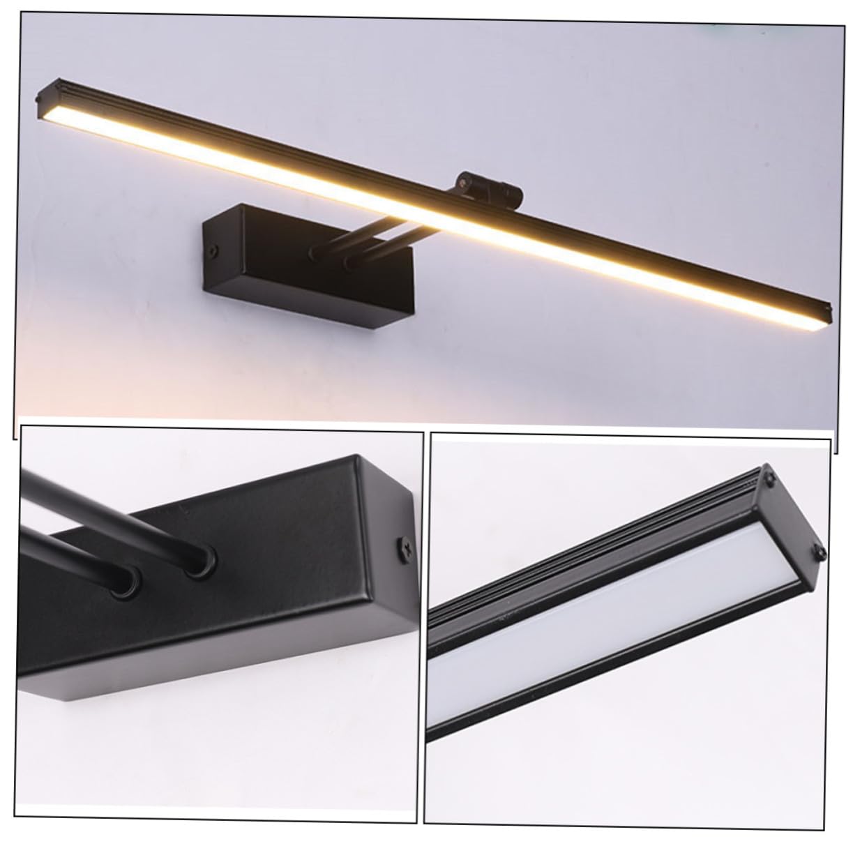 Lampe LED Miroir 10w Noire, Éclairage Coiffeuse Moderne pour Salle de Bain