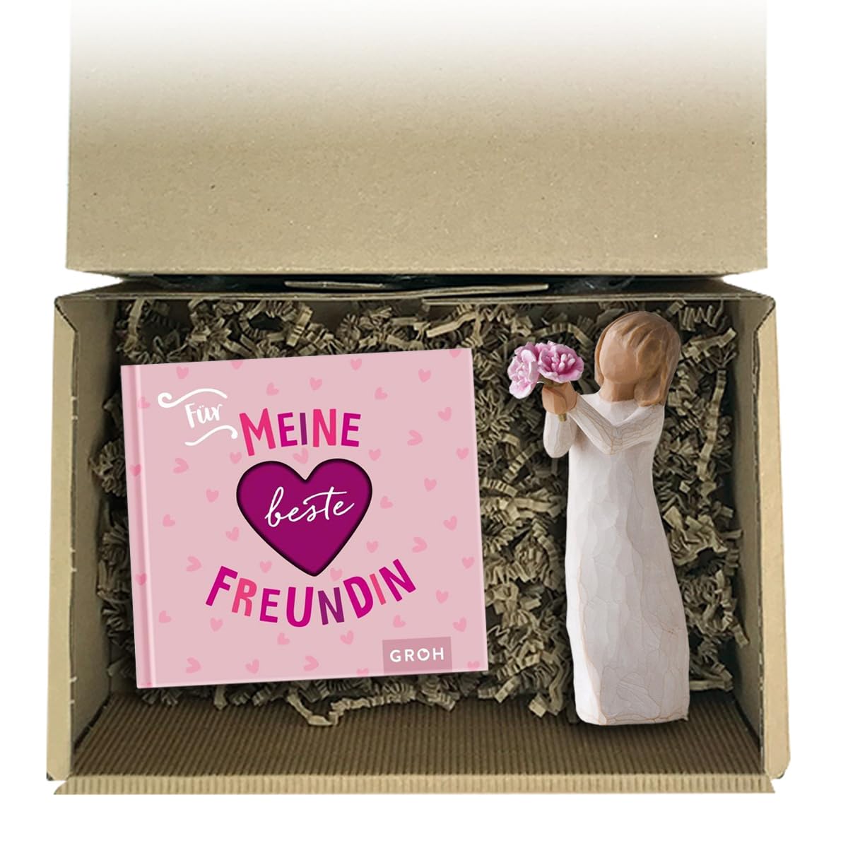 Geschenkset Beste Freundin Figur Blume Buch Geschenkbox Freundin