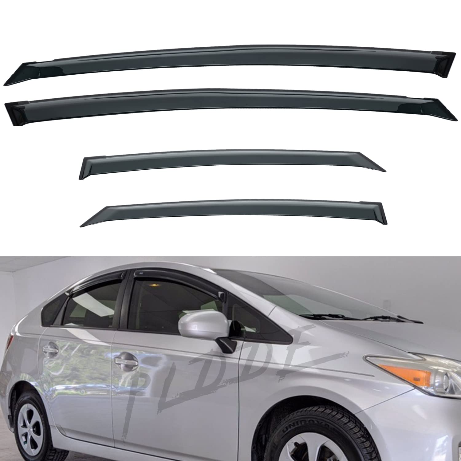 Photo 1 of 4pcs Tint Outside Mount Tape On/Clip On Style PVC Sun Rain Guard Vent Window Visors Compatible with 10-15 Prius/Prius Plug-in