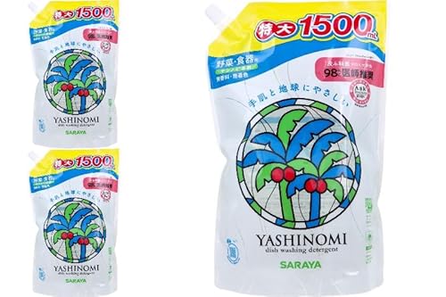 ヤシノミ洗剤 野菜・食器用 詰替用 特大 1500mL 詰め替え 敏感肌 環境にやさしい 植物由来 無添加洗剤 香りなし オフィス用 赤ちゃん 清潔 ナチュラル 合成香料不使用 (特大×3セット)