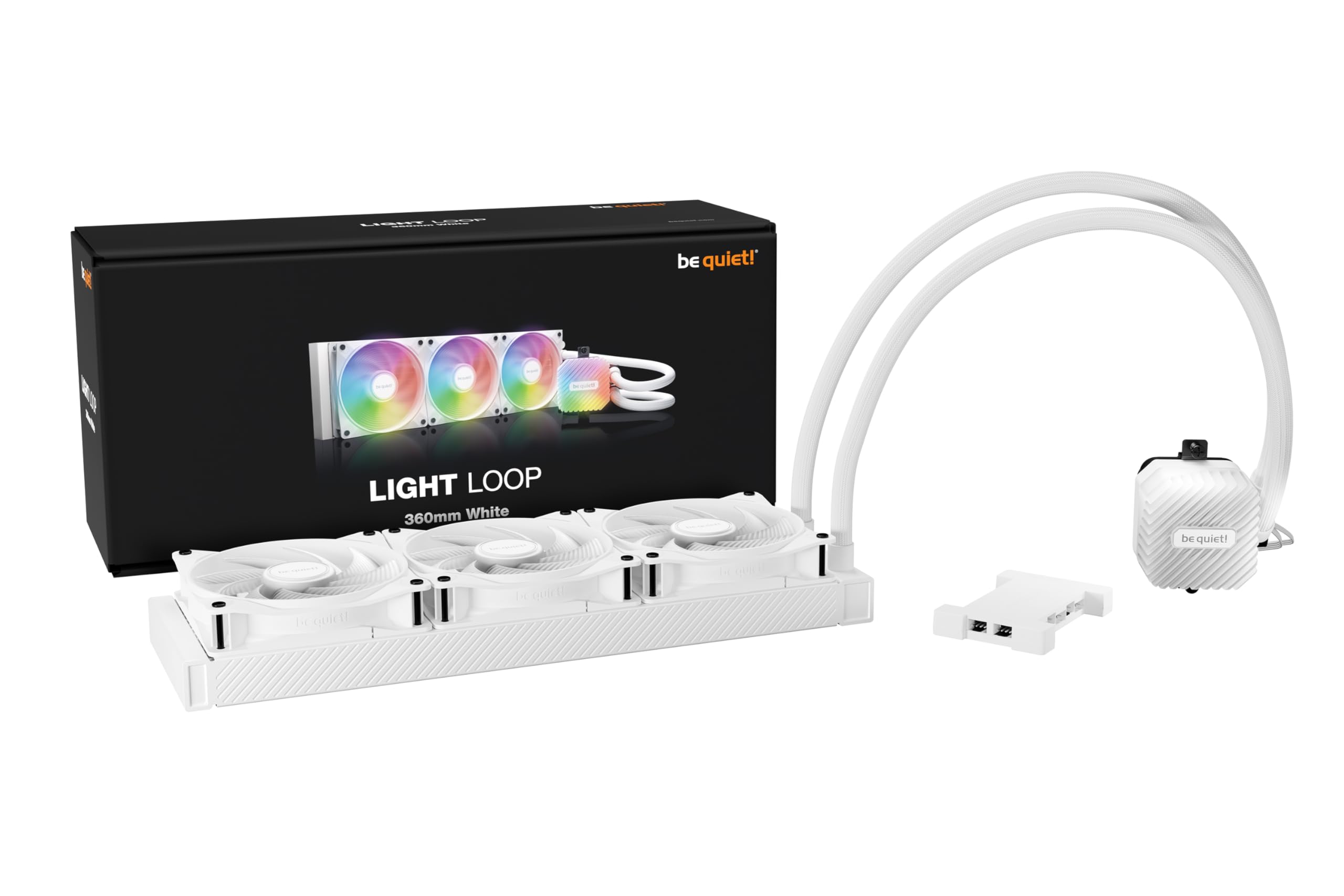 be quiet! Light Loop 360mm White dissipatore a liquido per CPU overclockate, 3 ventole ARGB Light Wings LX 120mm PWM high-speed, unità di raffreddamento con LED ARGB, prestazioni elevatissime